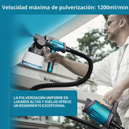 Vista 7 de Tilswall - Pulverizador de pintura HVLP de 800W, pistola de pintura eléctrica con 4 boquillas y 3 patrones para pintar muebles, gabinetes, vallas