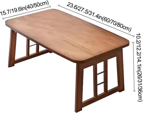 Vista 2 de Bambú, plegable, mesa auxiliar, mesa de sofá, mesa baja, utilizada para oficina, estudio, comedor, adecuada para espacios pequeños