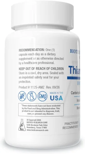 Vista 2 de BIOTICS RESEARCH Tiamina 50™ – Vitamina B1 de alta potencia 50 mg 90