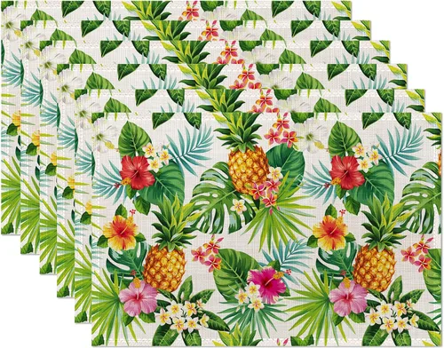 Vista 16 de Juego de 6 manteles individuales con diseño de almendros en flor, resistentes al calor, lavables, antideslizantes, para decoración de fiestas