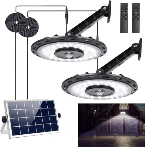 Vista 10 de Luz solar para interiores y exteriores, luces solares de movimiento con 5 modos, hasta 3000 lúmenes, luces colgantes impermeables para porche