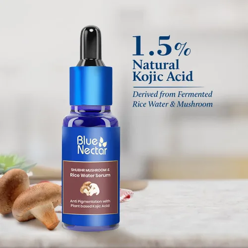 Vista 3 de Blue Nectar Suero facial de ácido kójico al 1.5% Suero de piel de agua de hongos y arroz para reducir la apariencia de pigmentación y manchas