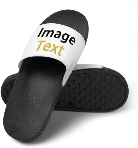 Vista 2 de Generic Pantuflas personalizadas con foto y texto, sandalias cómodas para baño, ducha, sandalias informales, sandalias personalizadas para hombres