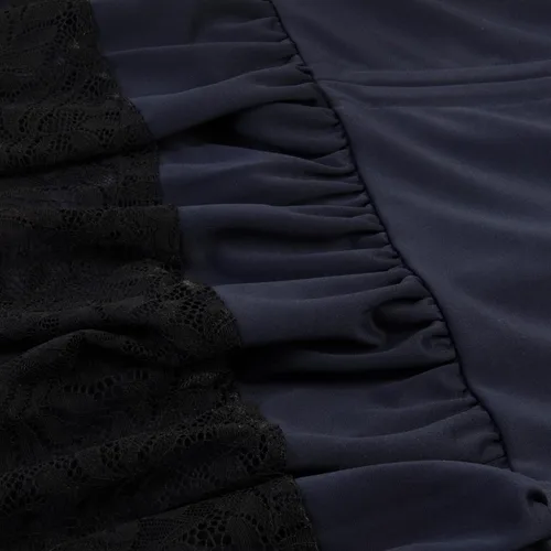 Vista 5 de Nenahot Falda gótica victoriana alta baja para mujer, falda pirata steampunk, falda retro con volantes de encaje vikingo