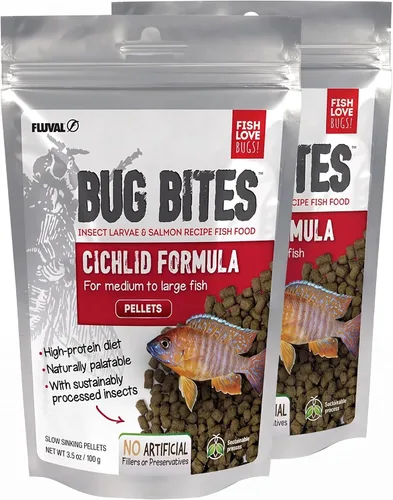 Vista 4 de Fluval (3 unidades) Fórmula de cíclidos Bug Bites para peces pequeños/medianos (1.6 onzas por botella)