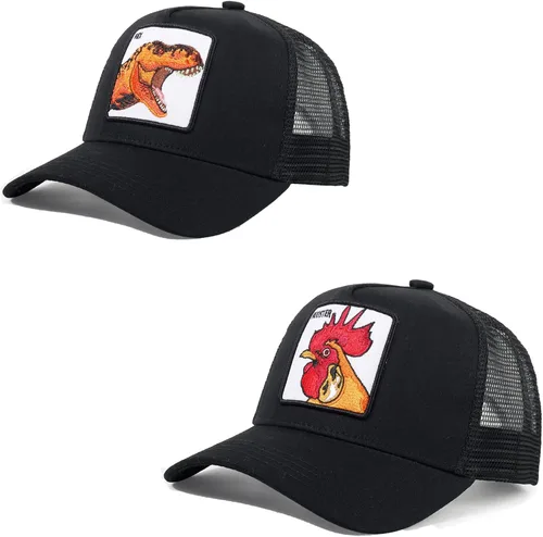Vista 8 de Gorra de camionero para hombre con animal, gorra ajustable con cierre de presión, gorra de béisbol bordada, malla transpirable, parche cuadrado