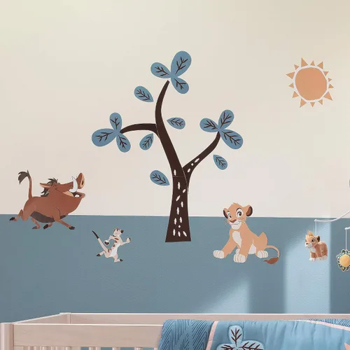 Vista 2 de Lambs & Ivy Disney Baby Lion King Adventure Tree con Simba/Timon/Pumbaa - Calcomanías de pared