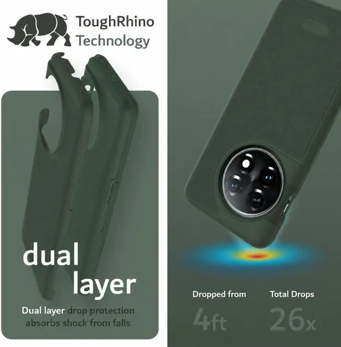 Vista 2 de TUDIA DualShield Grip - Funda protectora para OnePlus 11 5G (2023), MergeGrip, de doble capa, a prueba de golpes, delgada, de grado militar, Verde
