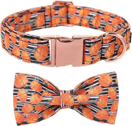Vista 35 de Collar de perro a cuadros de búfalo amarillo otoñal con pajarita elegante Otoño-Lazo-Cuadros Amarillo