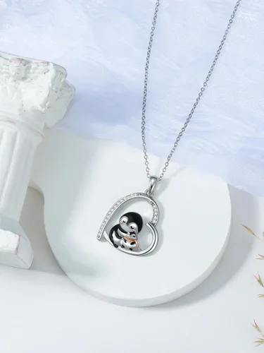 Vista 6 de POTOPYY Collar de rana, pingüino, elefante, panda, zorro, abeja, regalo para mujer, plata de ley S925, lindo colgante de animales, joyería