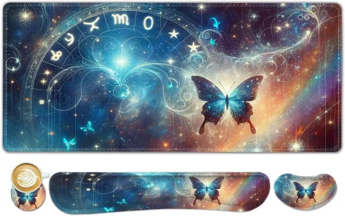 Vista 39 de ToLuLu Alfombrilla de mouse extendida para juegos, juego de soporte ergonómico de espuma viscoelástica para teclado y mouse reposamuñecas
