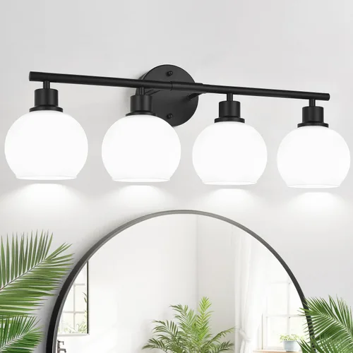Vista 22 de Indoi Juego de 2 apliques de pared negros mate, lámparas de tocador de vidrio transparente con base E26, luces de pared reversibles arriba o abajo