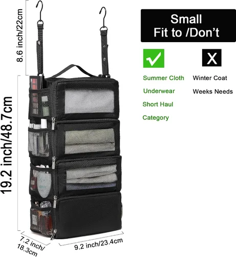 Vista 2 de Organizador de maleta, organizador de bolsas de viaje para equipaje de compresión para colgar cubos de equipaje para viajes, llevar en el armario