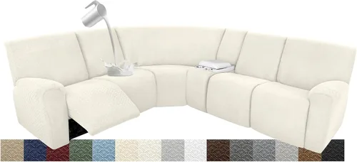 Vista 13 de Fundas para sofá modular reclinable, impermeable, en forma de L, lavable, para sofá reclinable en forma de L, súper elásticas, suaves, para esquinas