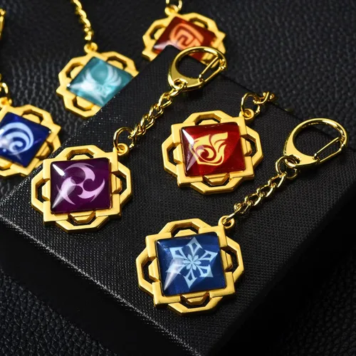 Vista 4 de Genshin Vision Llaveros Set Metal Colgante Impacto Mondstadt Liyue Inazuma Snezhnaya Sumeru Fontaine