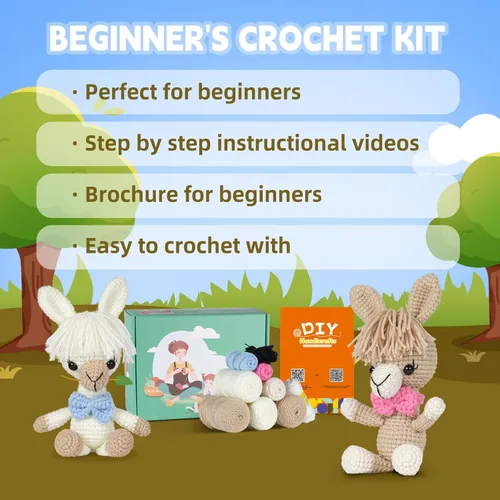 Vista 5 de mehorkook Kit de ganchillo para principiantes, tutoriales en video paso a paso, ideal para adultos y niños, proyectos de animales de ganchillo