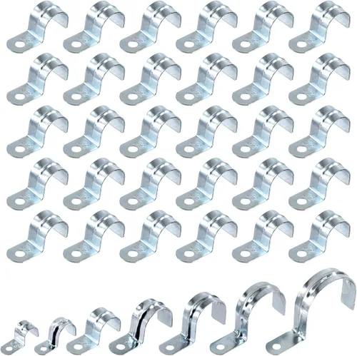 Vista 10 de Swpeet 30 piezas de 1-1/2 "(40 mm) zinc plateado un agujero EMT correa de tubo, correas de tubería U soporte de tubo abrazadera de tubo 1 agujero a