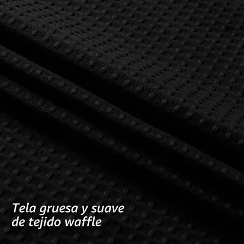 Vista 3 de Cortina de ducha de tela texturizada pesada de lujo, color negro, 72 x 72