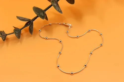 Vista 3 de PORI JEWELERS Tobillera de serpiente de plata de ley con cuentas de bola - para mujer - Cerradura de langosta - Hecho en Italia, Metal