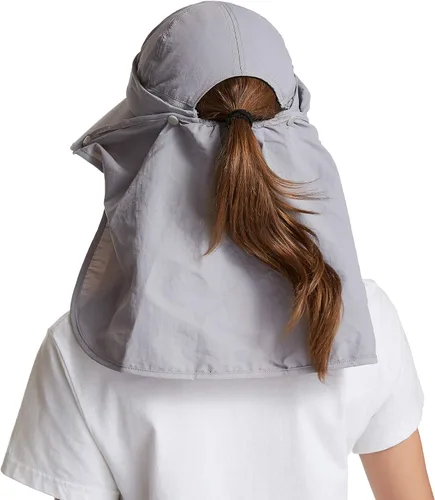 Vista 3 de icolor Gorra de sol para mujer UPF50 desmontable con solapa visera de ala ancha protección solar sombreros de senderismo