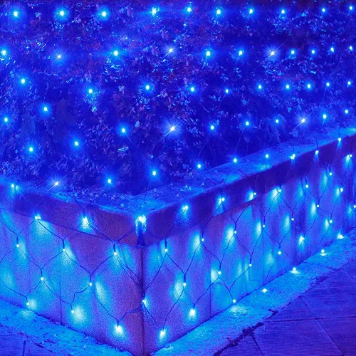 Vista 7 de Pooqla Luces de red, 300 luces LED de malla de Navidad al aire libre, 14.8 x 4.9 pies, cadena de luces con 8 modos de cable verde, conectable