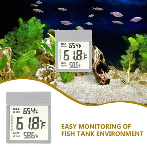 Vista 3 de DECHOUS LCD Fish Tank Thermometer with External Wire Large Screen, Dual Celsius Fahrenheit Display Water Temperature Gauge for Aquarium Fish