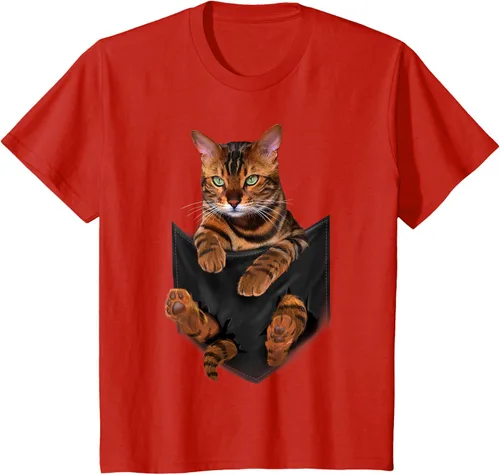 Vista 50 de Camiseta de bolsillo con estampado de tigre y gato Negro