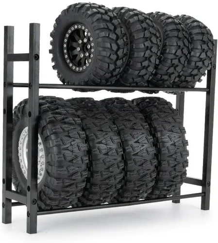 Vista 4 de RC Car Alloy Tire Rack/Rack de rueda para llanta de 1.9 '' 2.2 "Llanta SCX10 D90 CC01 TRX4 RC Crawler (negro)