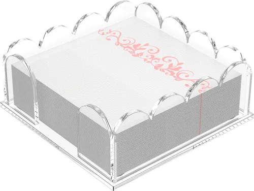Vista 8 de YAGELI Servilletero acrílico transparente – Elegante bandeja festoneada para cóctel, baño, cocina y comedor – Toalla de papel plana y organizador