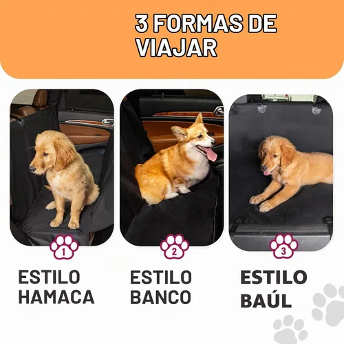 Vista 6 de Active Pets Funda Impermeable Tipo Hamaca Estándar para Asiento de Automóvil, Se Adapta a Sedanes, Hatchbacks, Crossovers, Cupés, Vehículos Naranja