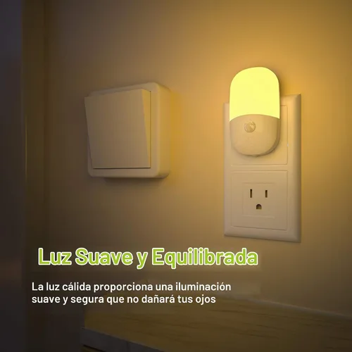 Vista 7 de MAZ-TEK Luz nocturna regulable con sensor de movimiento enchufable, luz nocturna LED blanca cálida suave con sensor de movimiento del atardecer al