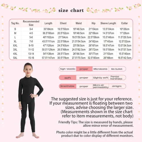 Vista 7 de Shinsto Body de manga larga con cremallera para niños y niñas, overol de gimnasia