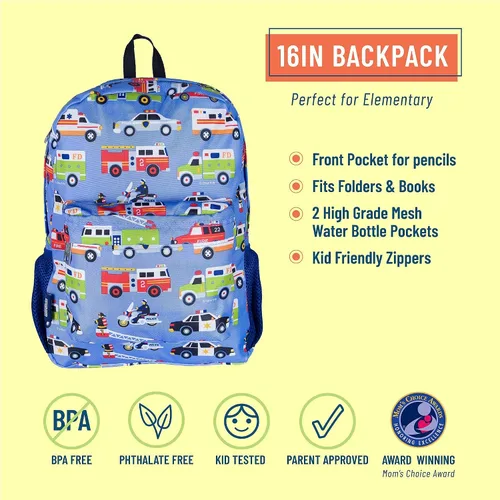 Vista 4 de Wildkin - Mochila infantil de 16 pulgadas con máscara facial (héroes)