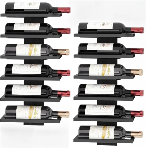 Vista 10 de Hoctieon - Estante para vinos de 3 niveles, madera marrón rústica Marrón rústico
