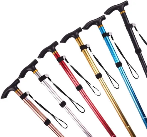Vista 5 de Bastones de aleación de aluminio y bastón de senderismo plegable antideslizante, longitud ajustable para ancianos