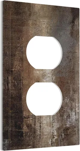 Vista 2 de Taupe Beige Marrón Gris Abstracto Arte 1-Banda Interruptor de Luz Doble de Recepción Placa de Pared Toma Cubiertas Eléctricas Decorativas Modernas