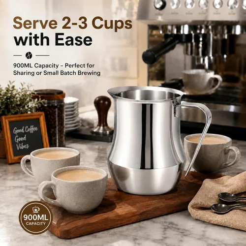 Vista 6 de IMEEA Jarra de espuma de leche de 30 oz/30.4 fl oz, acero inoxidable 18/10, jarra de vapor de leche con boquilla ancha para expreso, café, café