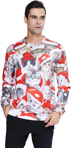 Vista 4 de RAISEVERN - Sudadera unisex de Navidad para hombres y mujeres de manga larga con cuello redondo