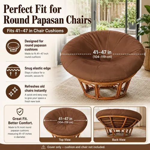 Vista 2 de Papasan - Funda de cojín para silla, cojín para interiores y exteriores, impermeable, con banda elástica diseñada para cojín Papasan