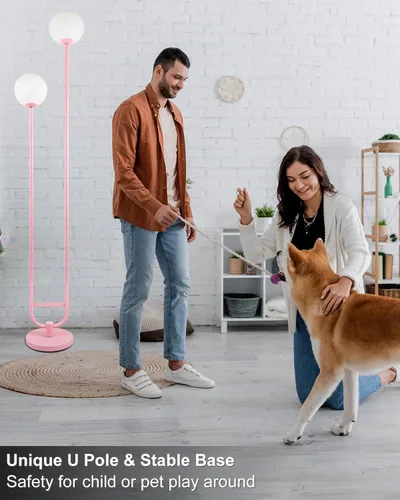 Vista 6 de Lightdot Lámpara de pie rosa de 63 pulgadas, moderna lámpara de pie de globo de mediados de siglo con bombillas LED de 3000 K incluidas