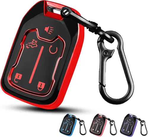 Vista 8 de MILD EAST for GMC Key Fob Cover 5 Button with Keychain(Black/Blue)