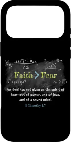 Vista 22 de Faith > Fear 2 Timothy 1:7 Christian Verse Math Equation Case for iPhone 17