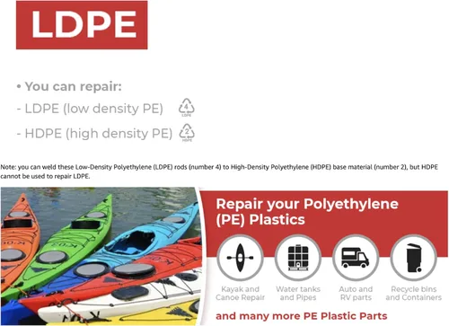 Vista 2 de JounJip Varillas de soldadura de plástico LDPE (7 colores) – Varillas planas de polietileno de baja densidad para reparación de kayak, canoa, tanque