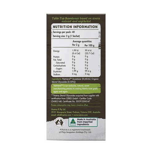 Vista 3 de NATIVA Stevia Edulcorante 40 varillas, 80 GR