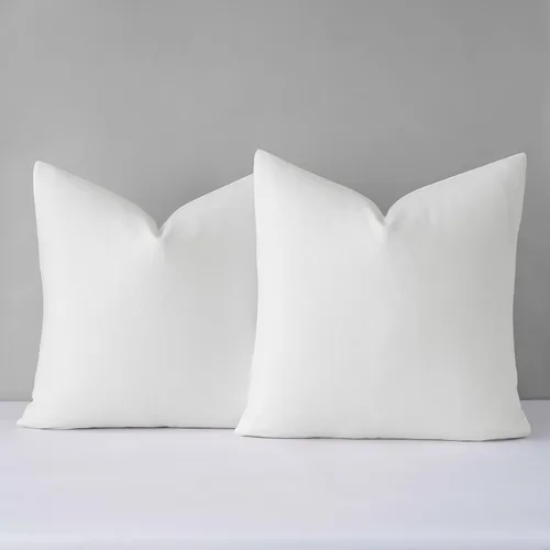 Vista 23 de Mixhug Juego de 2 fundas de almohada decorativas de lino para sofá y cama, cojín lumbar, color marrón claro, 12 x 20 pulgadas