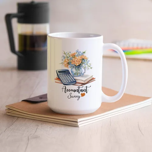 Vista 5 de Taza de café personalizada de contador, taza de contabilidad personalizada regalo para compañeros de trabajo, amigos, familia, taza de cerámica
