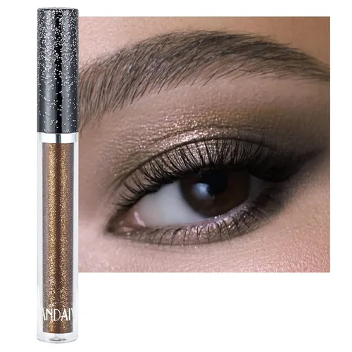 Vista 10 de Sombras de ojos con purpurina, sombras de ojos líquidas, metales de larga duración, plata brillante, dorado, sombras de ojos coloridas con purpurina