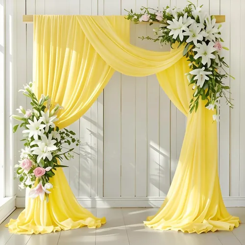 Vista 19 de LINXTAR 1 panel de tela para arco de boda, 1 panel de 30 x 18 pies, cortina de arco de gasa transparente azul bebé para cabina de fotos, despedida