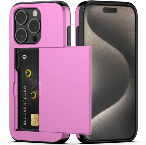 Vista 10 de Nvollnoe Compatible con iPhone 15 Funda con ranura para tarjetas, resistente, protectora de doble capa, a prueba de golpes, ranura oculta