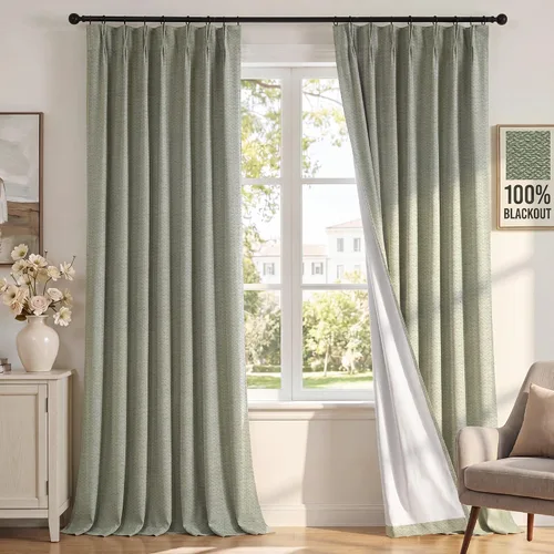 Vista 19 de H.VERSAILTEX Cortinas 100% de opacidad para dormitorio, cortinas plisadas para sala de estar, cortinas opacas con aislamiento térmico entrenadas